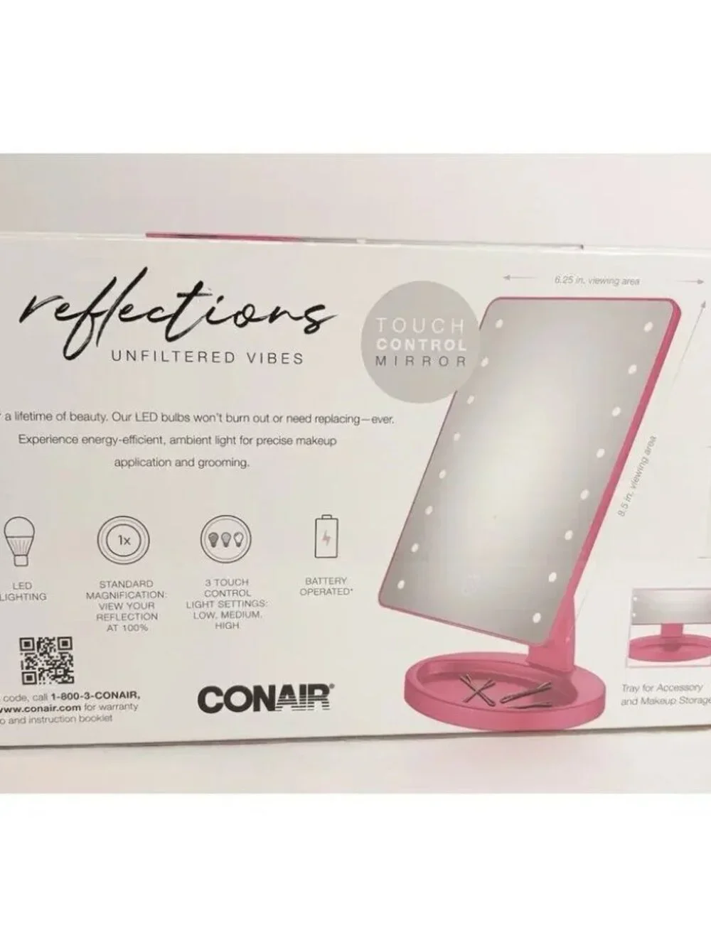 NEW in BOX Conair Reflections Unfiltered Vibes Touch Sensor LED Mirror